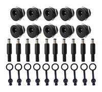 Youmile 30PCS DC-022 DC Power Jack Enchufe 5.5x2.1mm Conector de montaje en panel hembra con tapa impermeable, enchufe macho DC, tuerca de tornillo
