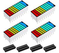 Youmile 4 Piezas 10 segmentos LED Barra gráfica Pantalla 4 Colores LED Nivel de batería Barra gráfico indicador de Potencia módulo Rojo Amarillo Verde Azul +4 Piezas DIP20 para Arduino DIY