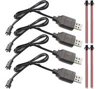 Youmile 4 Piezas Cable Cargador de alimentación USB 7.2V 250mA Salida SM-2P Enchufe Ni-CD Ni-Mh Paquete de batería Cable de Carga USB con Cable Conector Hembra SM-2P