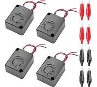 Youmile 4 Piezas Negro Mini Sirena de Alarma piezoeléctrica 12 V CC 110 dB Seguro antirrobo Alto decibelio Carcasa Cuadrada Activa zumbador Alarma con Clip de cocodrilo para Cajas Fuertes de Coche