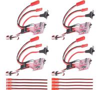 Youmile 4 unidades ESC Controlador electrónico de velocidad con cepillo 20 A conmutable con freno/sin freno con cable conector macho y hembra JST para coches y barcos teledirigidos RC