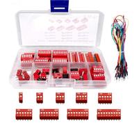 Youmile 40PCS Interruptor DIP Kit Surtido Rojo 1 2 3 4 6 7 8 9 Posición 2.54mm Encendido Apagado Interruptor tipo deslizante para placa de pruebas con cable de salto