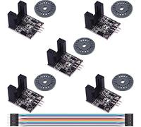 Youmile 5 piezas LM393 H2010 Sensor fotoeléctrico de correlación Sensor de conteo infrarrojo de tipo opuesto Módulo de sensor de velocidad del motor con codificadores Cable DuPont
