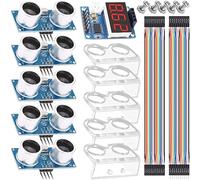 Youmile 5 piezas Módulo de distancia de sensor ultrasónico + Módulo de visualización de rango de sensor ultrasónico con soporte de montaje Kit de tuerca de tornillo de cable DuPont