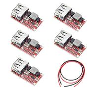 Youmile 5PCS DC-DC Buck Converter 6-24V 12V 24V a 5V Cargador USB para automóvil Módulo 3A Regulador de voltaje reductor Módulo de fuente de alimentación con cable 24AWG