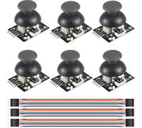 Youmile 6 piezas Módulo de joystick XY de doble eje Módulo PS2 Sensor de palanca de control de joystick de juego KY-023 Módulo de ruptura de joystick de doble eje XY con cable DuPont para Arduino