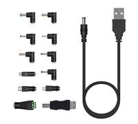 Youmile Cable de alimentación USB a CC USB 2.0A con 12PCS conector(5.5x2.5, 4.8x1.7, 4.0x1.7, 4.0x1.35, 3.5x1.35, 3.0x1.1, 2.5x0.7, Micro USB, Tipo-C, Mini USB, Puerto universal, Puerto de impresora)