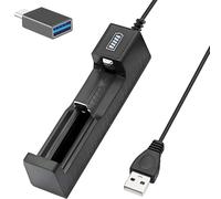 Youmile Cargador de batería usb para 4.2v 18650 18490 14500 26650 cargador de batería de litio de ranura única de alta potencia de carga rápida con luz indicadora dinámica porcentual con adaptador