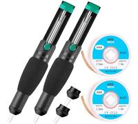 Youmile CP2515 Extractor de soldadura, desoldador, desoldador, herramienta de desoldadura, 2 unidades, negro, con boquilla desoldadora, alambre de soldadura
