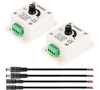 Youmile DC 12-24V LED PWM Dimmer Controller 8A 0%-100% PWM atenuación continua con cable DC macho Cable DC hembra, para varias luces como luces LED y luces de colores. paquete de 2