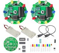 Youmile Kit de práctica de soldadura DIY de 2 piezas, rueda de la suerte LED con luz, placa de montaje de soldadura electrónica, botón, control por interruptor de vibración, giro aleatorio y parada
