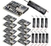 Youmile - Módulo de cargador de batería de litio USB tipo C, 10 unidades, batería de litio ternaria ultrapequeña, 3,7 V, 4,2 V, 1 A, función de carga/corte automático con soporte de batería 18650