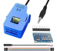 Youmile SCT-013-000 Transformador de corriente de núcleo dividido no invasivo 100A/1V Sensor de corriente CA + módulo ADC con cable hembra de audio Cable macho y hembra, para Arduino