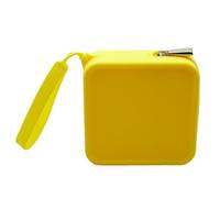YOUNAFEN Bolsa cuadrada pequeña de silicona impermeable para brochas de maquillaje, bolsa de almacenamiento para auriculares, cable, lápiz labial, maquillaje, bolsa de cosméticos, Amarillo claro,