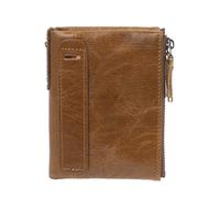 YOUNAFEN Cartera doble de piel auténtica para hombre, monedero plegable