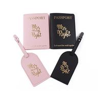 YOUNAFEN Juego de fundas para pasaporte, etiquetas de equipaje, regalo para parejas, luna de miel, regalo de viaje