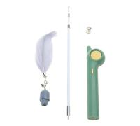 YOUNAFEN Juguete para gatos, varita de plumas con luz retráctil interactiva, juguete interactivo para gatos de interior, ejercicio de rebote