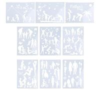 YOUNAFEN Paquete de 9 plantillas de pintura de siluetas reutilizables para padres e hijos para amantes del bricolaje, mujeres, hombres, estudiantes, regalo, 29 x 21 cm, como se muestra en las imágenes
