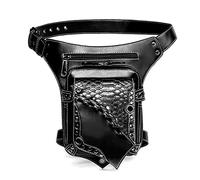 YOUNAFEN Riñonera gótica para mujeres y niñas, de piel sintética, estilo steampunk, bolsa lateral de viaje, bolsa cruzada negra de piel sintética