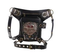 YOUNAFEN Steampunk - Riñonera de piel gótica para el hombro