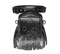 YOUNAFEN Steampunk - Riñonera de piel gótica para el hombro, Black, 19 x 16 x 10cm
