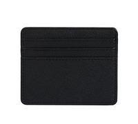 YOUNAFEN Tarjetero tipo cartera con bloqueo RFID para tarjetas de crédito de negocios, monedero de piel sintética para mujeres y hombres, 10 x 8 cm, color negro, Negro -