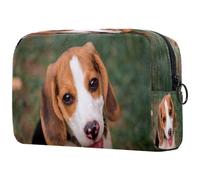 Young Beagle - Neceser para mujer, diseño de perro jugando al jardín, color marrón, neceser de viaje, bolsa organizadora con cremallera, multicolor, 18.5x7.5x13cm/7.3x3x5.1in, Neceser