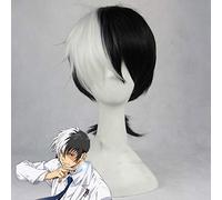 Young Black Jack Cosplay Peluca Cola de caballo en blanco y negro Pelo sintético Traje de anime Juego de roles Pelucas 398A