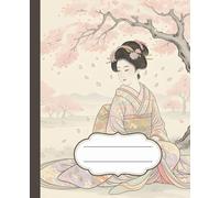 Young Girl In Kimono Under Cherry Blossom Vintage Composition Notebook | College Ruled | Antique Style | Journal For School | College | University |Job | Office, Work