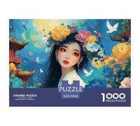 Young Girl with Long Hair 1000 Pcs Ökopapier Puzzle Young Girl Stressabbau Familienspiel Puzzles Als Wohnaccessoires 70x50cm/1000pcs