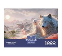 Young Girl with Long Hair 1000 Pcs Premium-Karton Puzzle Girl and Wolf Lebendige Bilder Familienspiel Puzzles Für Erwachsene Und Kinder 70x50cm/1000pcs