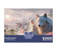 Young Girl with Long Hair 1000 Stück Premium-Karton Puzzle Girl and Wolf Lebendige Bilder Kreatives Spiel Puzzles Als Wohnaccessoires 38x26cm/1000pcs