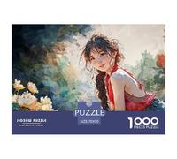 Young Girl with Long Hair 1000 Stück Stabiler Karton Puzzle Young Girl Stressabbau Familienspiel Puzzles Als Geburtstagsgeschenke 70x50cm/1000pcs