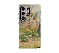 Young Man Gardening in Floral Backyard - Funda resistente mate compatible con Samsung Galaxy S24 Ultra, color verde