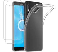 Young & Min Funda para Alcatel 1B 2020 / Alcatel 5002D 1B/ Alcatel 5002F + Protectores de Pantalla in Cristal Templado, Resistente Funda TPU Protectora e Anti-Scratch Blando Funda, Transparente