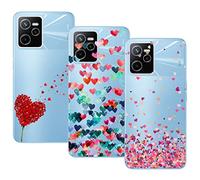 Young & Ming Funda para Realme Narzo 50A Prime/Realme C35, (3 Pack) Transparente TPU Carcasa Delgado Anti-Choques con Dibujo de Corazón Funda para Realme C35