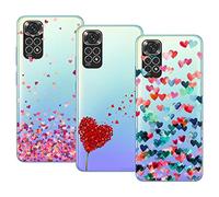 Young & Ming Funda para Xiaomi Redmi Note 11/Redmi Note 11S, (3 Pack) Transparente TPU Carcasa Delgado Anti-Choques con Dibujo de Corazón Funda para Redmi Note 11/Redmi Note 11S