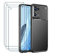 Young & Ming Young.&.Ming Funda para OPPO Reno7/OPPO Reno 7 + Protectores de Pantalla in Cristal Templado, Resistente Funda TPU Protectora e Anti-Scratch Blando Funda, Negro