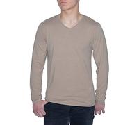 Young & Rich - Camiseta de manga larga para hombre (cuello en V, 10 colores, corte ajustado, cuello de pico, talla S hasta 3XL), Color azul., L