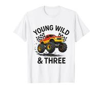 Young Wild and Three Monster Truck 3er cumpleaños para niños pequeños Camiseta