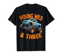 Young Wild and Three Monster Truck 3rd Birthday 3 Year Old Camiseta