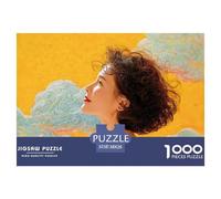 Young Woman with Curl Hair 1000 Piezas Cartón Fuerte Rompecabezas Eastern Fantasy Portrait Imágenes Vibrantes Juego Familiar Puzzle para Niños Pequeños 38x26cm/1000pcs