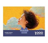 Young Woman with Curl Hair 1000 Piezas Cartón Fuerte Rompecabezas Eastern Fantasy Portrait Liberador De Estrés Juego Familiar Puzzle Juego De Desafío Difícil 52x38cm/1000pcs