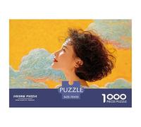 Young Woman with Curl Hair 1000 Piezas Papel Ecológico Rompecabezas Eastern Fantasy Portrait Imágenes Vibrantes Juego Familiar Puzzle para Adultos Y Niños 70x50cm/1000pcs