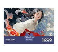 Young Woman with Long Black Hair 1000 Pcs Cartón Rompecabezas Cosmic Flower Girl Liberador De Estrés Juego Familiar Puzzle Juego De Desafío Difícil 70x50cm/1000pcs