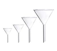 Young4us - Juego de embudos de cristal de borosilicato, 4 unidades, 100 mm (90 mm de longitud), 75 mm (70 mm), 50 mm (45 mm) y 40 mm (35 mm) de diámetro