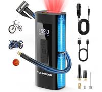 YOUNGDO Compresor Aire Portatil, 150PSI Inflador Electrico Bicicleta. 6000mAh inflador Bicicletas, con luz LED y Power Bank, para Moto, Bicicleta, Pelota, Anillo de Natación