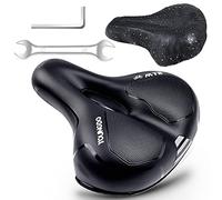 YOUNGDO Sillín de Bicicleta, Asiento de Gel para Bicicleta, Amplio, Suave, cómodo, Transpirable, Amortiguador de Golpes, ergonómico, con Cubierta Impermeable (Plata)