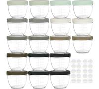 Youngever 18 Paquetes Tarros de Almacenamiento para Alimentos de Bebés 120ML, Tarros de Conservación para Bebé, Contenedor de Comida para Bebé de Plástico (Urban)