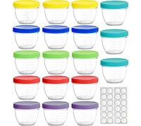 Youngever 18 Paquetes Tarros de Almacenamiento para Alimentos de Bebés 120ML, Tarros de Conservación para Bebé, Contenedor de Comida para Bebé de Plástico (Rainbow)